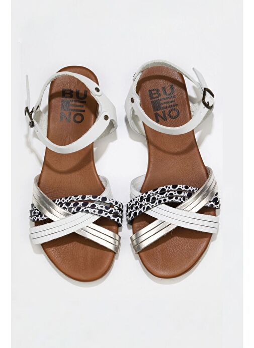 Bueno Shoes Beyaz Multi Deri Kadın Sandalet 01wu7442 - Görsel 2