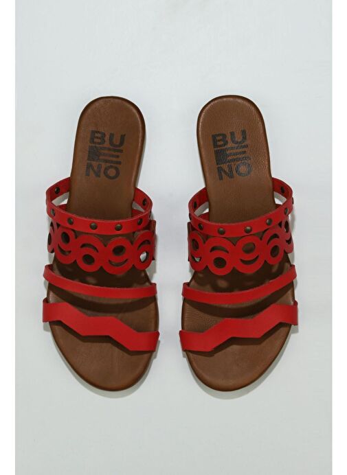Bueno Shoes Kırmızı Deri Kadın Düz Terlik 01wu7445 - Görsel 2