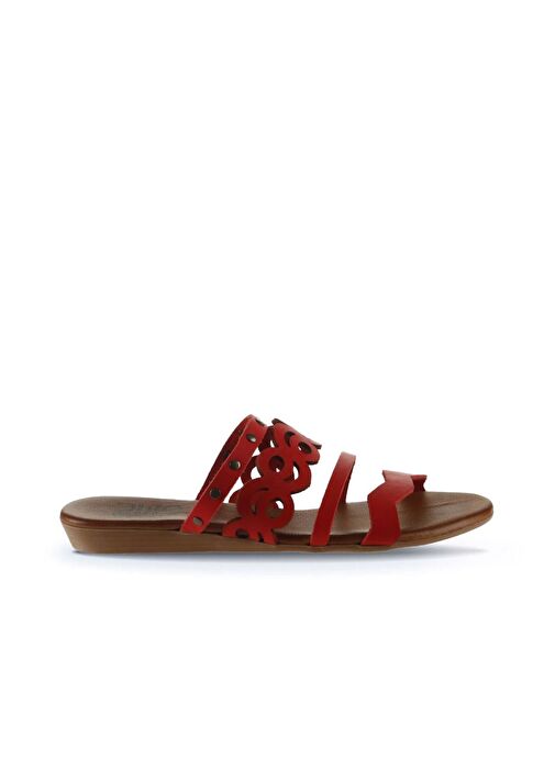 Bueno Shoes Kırmızı Deri Kadın Düz Terlik 01wu7445 - Görsel 3