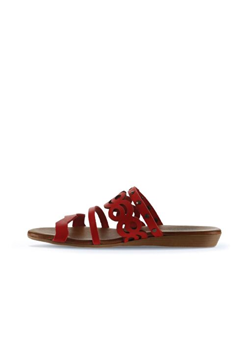 Bueno Shoes Kırmızı Deri Kadın Düz Terlik 01wu7445 - Görsel 5