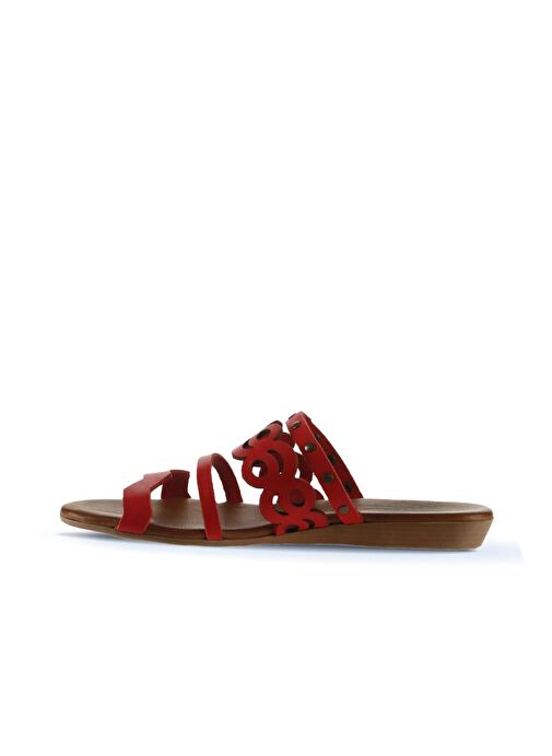 Bueno Shoes Kırmızı Deri Kadın Düz Terlik 01wu7445 - Görsel 6