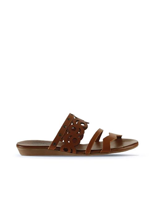 Bueno Shoes Taba Deri Kadın Düz Terlik 01wu7445 - Görsel 2