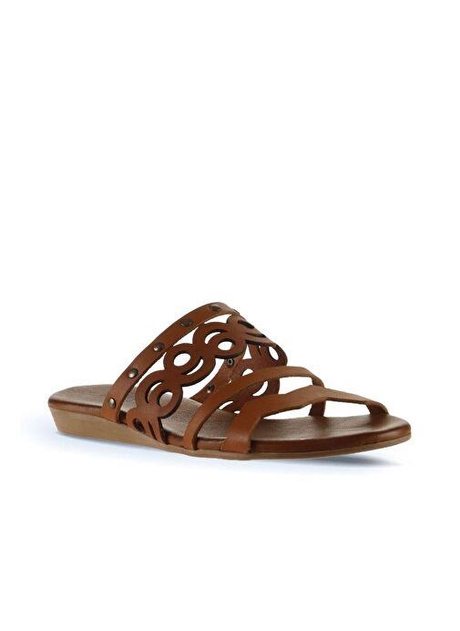 Bueno Shoes Taba Deri Kadın Düz Terlik 01wu7445 - Görsel 3