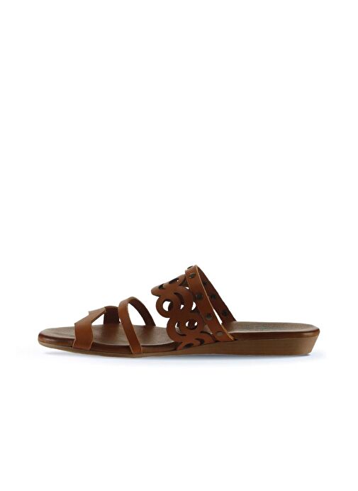 Bueno Shoes Taba Deri Kadın Düz Terlik 01wu7445 - Görsel 4