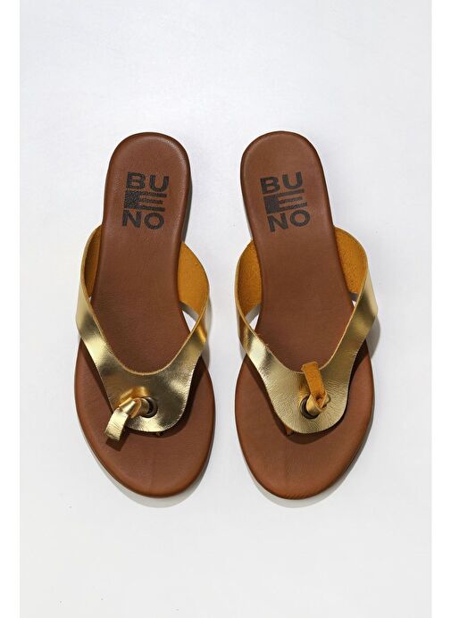 Bueno Shoes Sarı Parlak Deri Kadın Parmak Arası Terlik 01wu7446 - Görsel 2