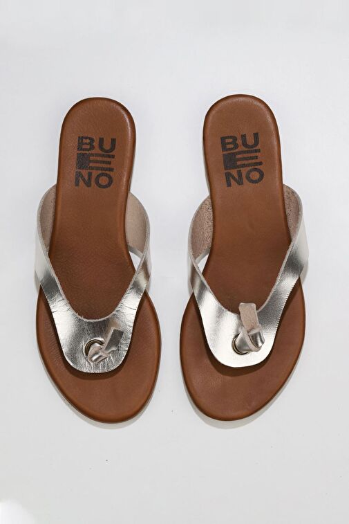 Bueno Shoes Bej Parlak Deri Kadın Parmak Arası Terlik 01wu7446 - Görsel 2