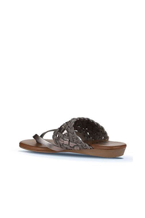Bueno Shoes Gri Parlak Deri Kadın Parmak Arası Terlik 01wu7448 - Görsel 6