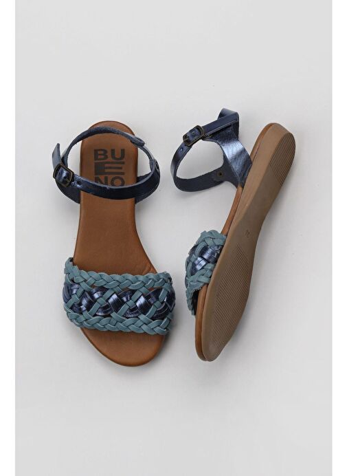 Bueno Shoes Mavi Parlak Deri Kadın Sandalet 01wu7449 - Görsel 2