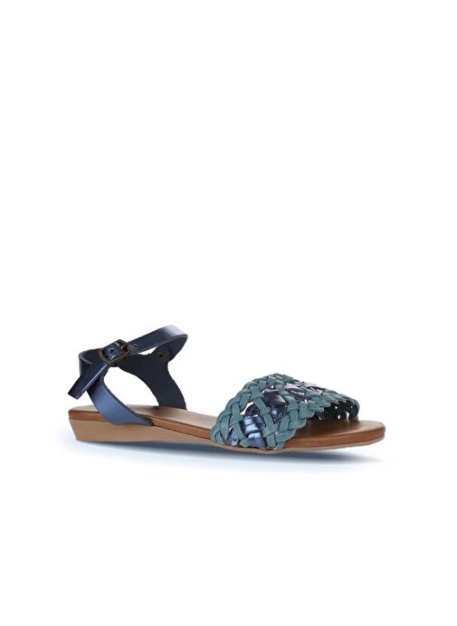 Bueno Shoes Mavi Parlak Deri Kadın Sandalet 01wu7449 - Görsel 4