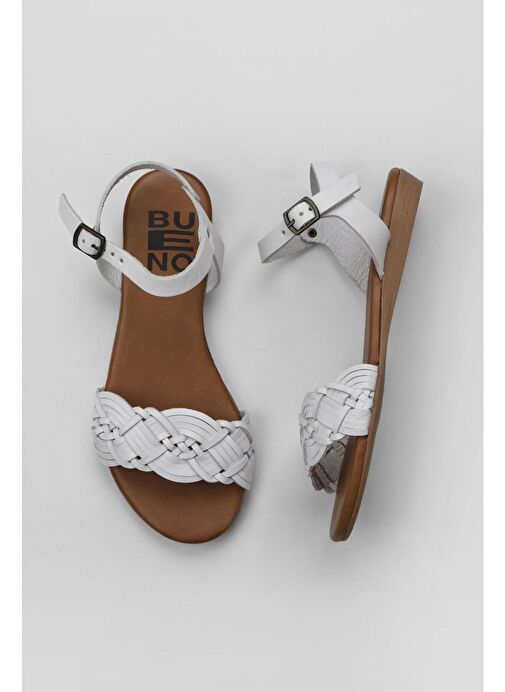 Bueno Shoes Beyaz Deri Kadın Sandalet 01wu7450 - Görsel 2