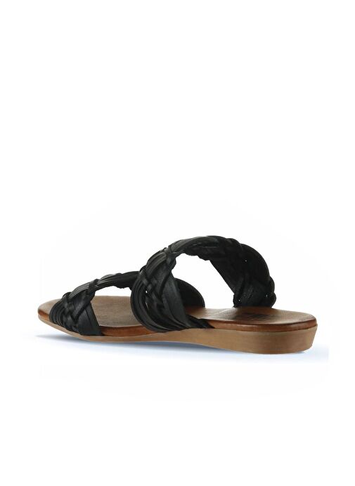 Bueno Shoes Siyah Deri Kadın Düz Terlik 01wu7452 - Görsel 5