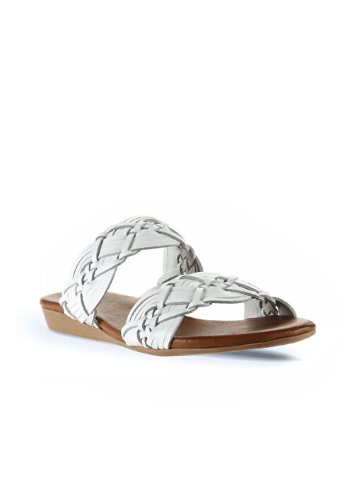 Bueno Shoes Beyaz Deri Kadın Düz Terlik 01wu7452 - Görsel 3