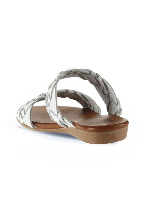 Bueno Shoes Beyaz Deri Kadın Düz Terlik 01wu7452 - Görsel 5