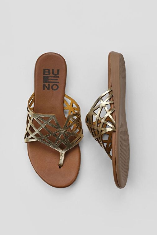Bueno Shoes Sarı Parlak Deri Kadın Parmak Arası Terlik 01wu7460 - Görsel 3