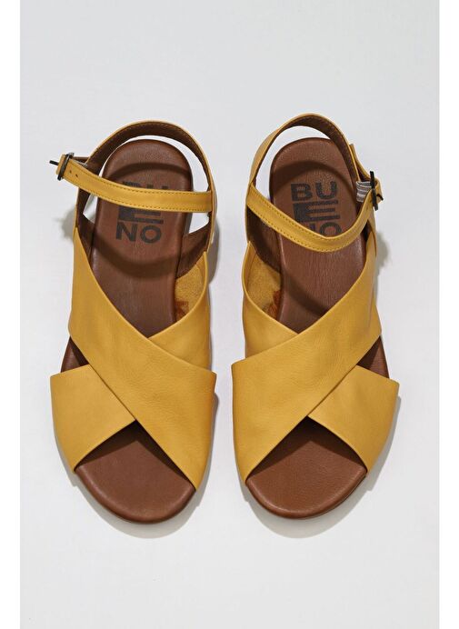 Bueno Shoes Sarı Deri Kadın Sandalet 01wu7477 - Görsel 2