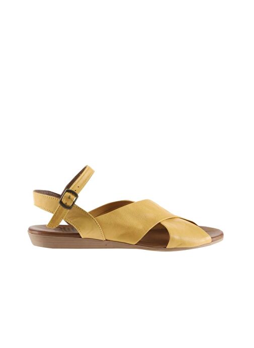 Bueno Shoes Sarı Deri Kadın Sandalet 01wu7477 - Görsel 3