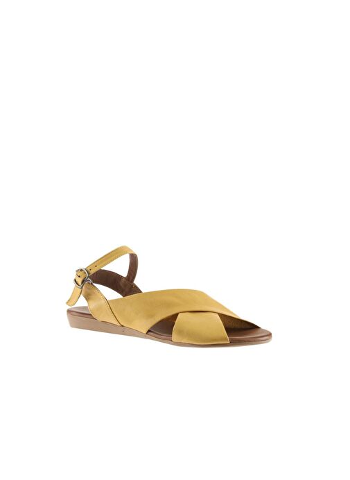 Bueno Shoes Sarı Deri Kadın Sandalet 01wu7477 - Görsel 4