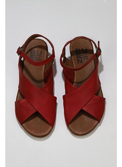 Bueno Shoes Kırmızı Deri Kadın Sandalet 01wu7477 - Görsel 2