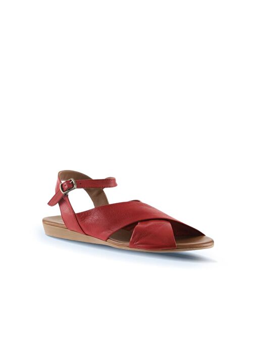Bueno Shoes Kırmızı Deri Kadın Sandalet 01wu7477 - Görsel 4