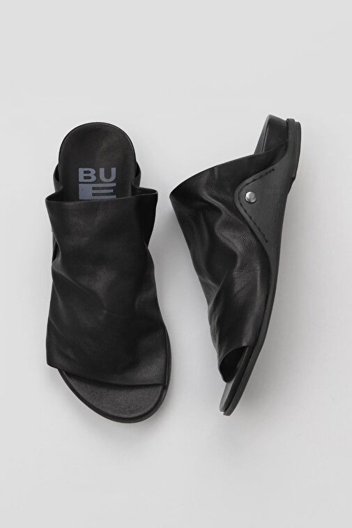 Bueno Shoes Siyah Deri Kadın Düz Terlik 01wu7602 - Görsel 2