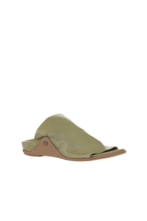 Bueno Shoes Haki Deri Kadın Düz Terlik 01wu7602 - Görsel 4