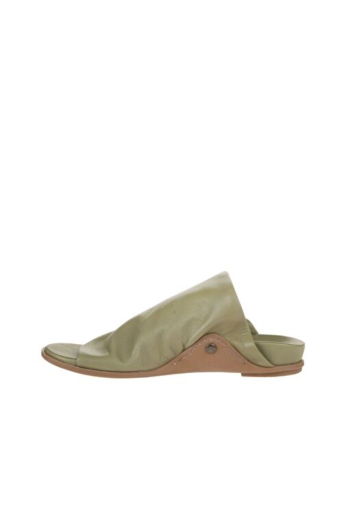 Bueno Shoes Haki Deri Kadın Düz Terlik 01wu7602 - Görsel 5