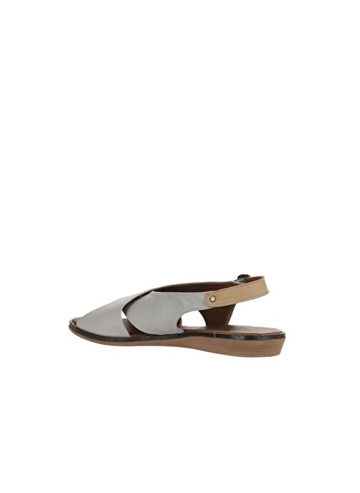 Bueno Shoes Gri Bej Deri Kadın Düz Sandalet 01wu8213 - Görsel 6