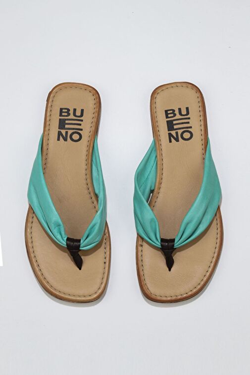 Bueno Shoes Yeşil Deri Kadın Parmak Arası Terlik 01wu3400 - Görsel 2