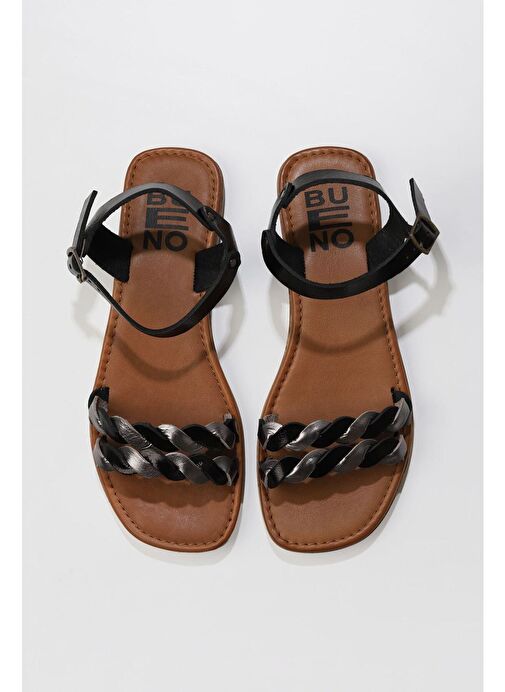 Bueno Shoes Siyah Gri Parlak Deri Kadın Sandalet 01wu3415 - Görsel 2