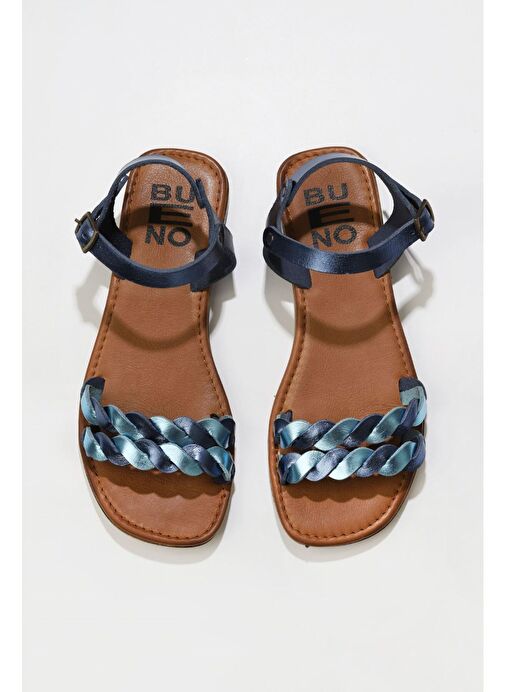 Bueno Shoes Lacivert Mavi Prlk Deri Kadın Sandalet 01wu3415 - Görsel 2