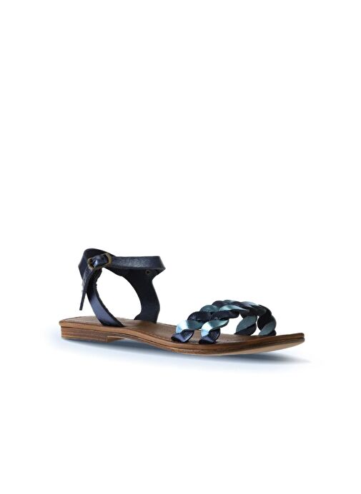 Bueno Shoes Lacivert Mavi Prlk Deri Kadın Sandalet 01wu3415 - Görsel 4
