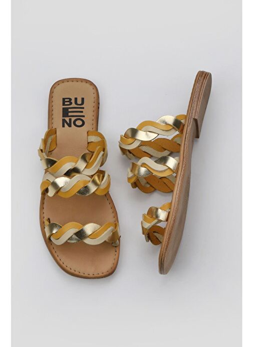 Bueno Shoes Sarı Multi Deri Kadın Düz Terlik 01wu3416 - Görsel 2