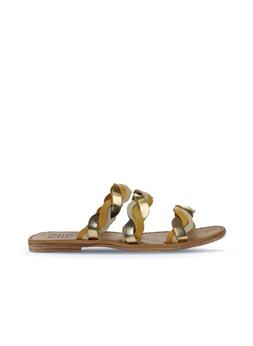 Bueno Shoes Sarı Multi Deri Kadın Düz Terlik 01wu3416 - Görsel 3