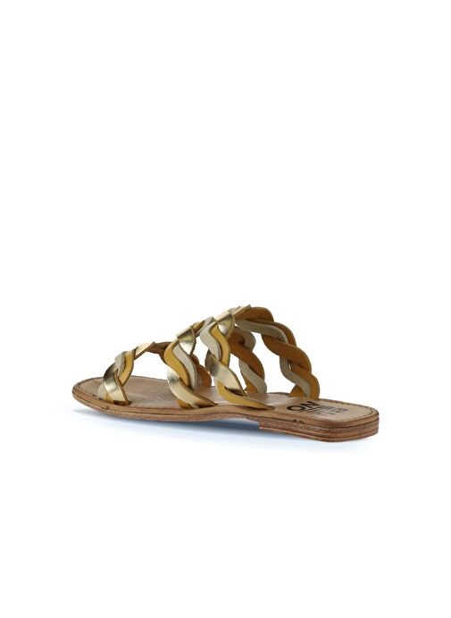 Bueno Shoes Sarı Multi Deri Kadın Düz Terlik 01wu3416 - Görsel 6