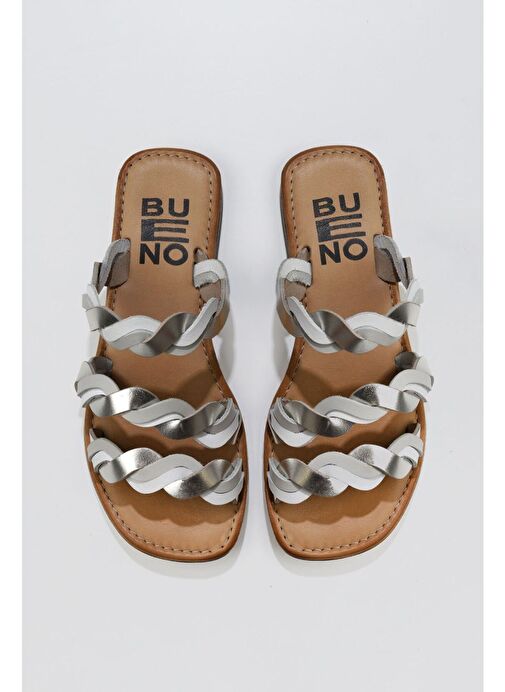Bueno Shoes Bej Multi Deri Kadın Düz Terlik 01wu3416 - Görsel 2