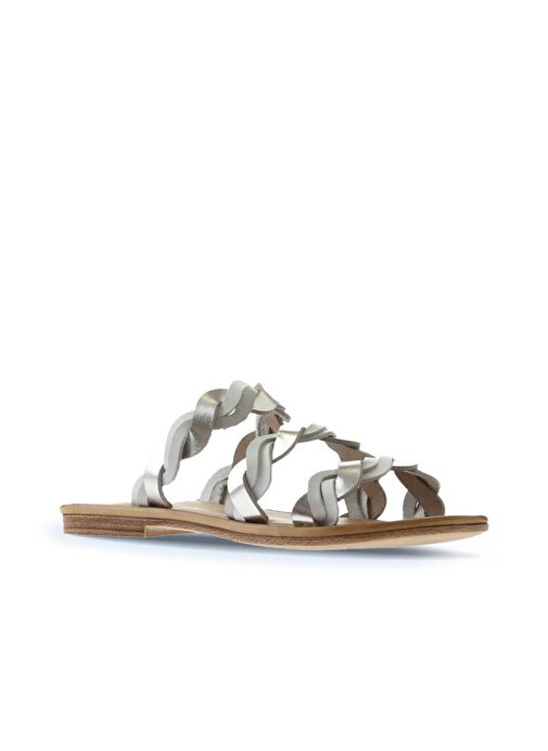 Bueno Shoes Bej Multi Deri Kadın Düz Terlik 01wu3416 - Görsel 4