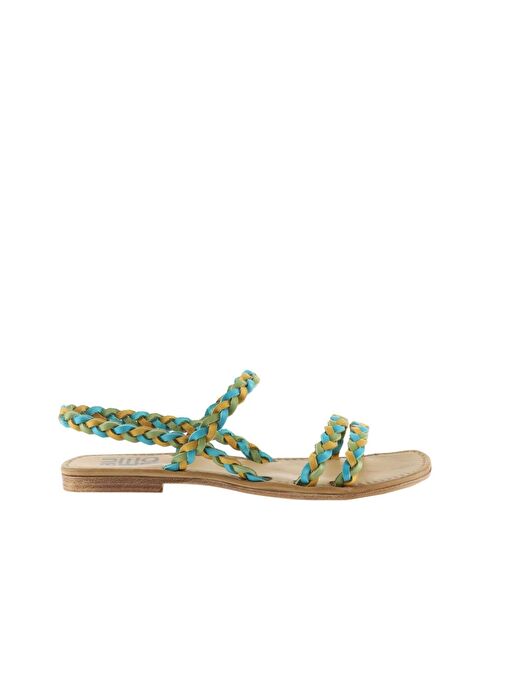 Bueno Shoes Sarı Multi Deri Kadın Sandalet 01wu3417 - Görsel 3