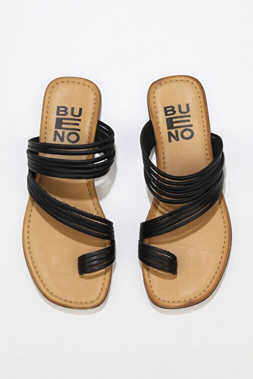 Bueno Shoes Siyah Deri Kadın Parmak Arası Terlik 01wu3418 - Görsel 2