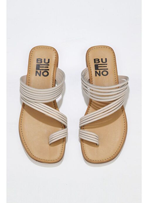 Bueno Shoes Beyaz Deri Kadın Parmak Arası Terlik 01wu3418 - Görsel 2