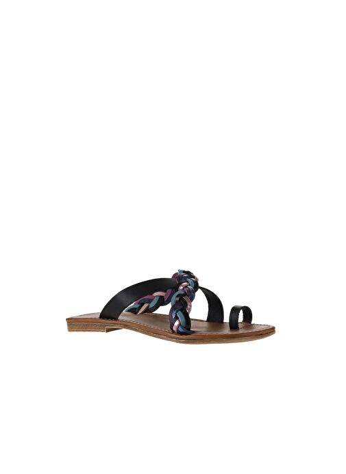 Bueno Shoes Siyah Multi Deri Kadın Parmak Arası Terlik 01wu3419 - Görsel 4