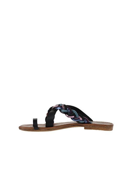 Bueno Shoes Siyah Multi Deri Kadın Parmak Arası Terlik 01wu3419 - Görsel 5