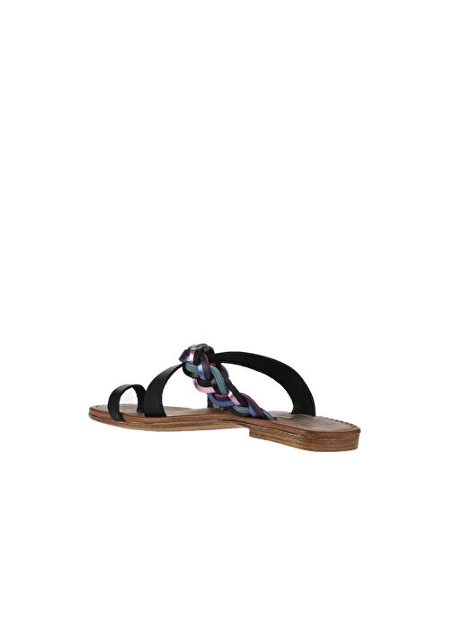 Bueno Shoes Siyah Multi Deri Kadın Parmak Arası Terlik 01wu3419 - Görsel 6