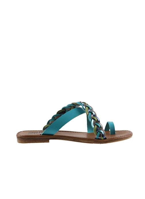 Bueno Shoes Turkuaz Multi Deri Kadın Parmak Arası Terlik 01wu3419 - Görsel 3