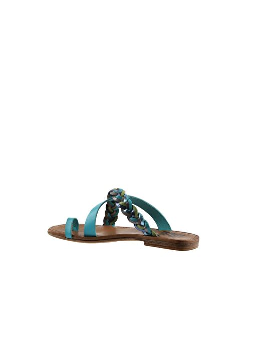 Bueno Shoes Turkuaz Multi Deri Kadın Parmak Arası Terlik 01wu3419 - Görsel 6