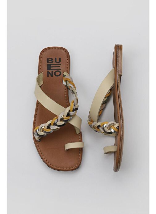 Bueno Shoes Sarı Multi Deri Kadın Parmak Arası Terlik 01wu3419 - Görsel 2
