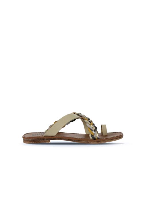 Bueno Shoes Sarı Multi Deri Kadın Parmak Arası Terlik 01wu3419 - Görsel 3