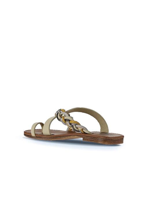 Bueno Shoes Sarı Multi Deri Kadın Parmak Arası Terlik 01wu3419 - Görsel 6