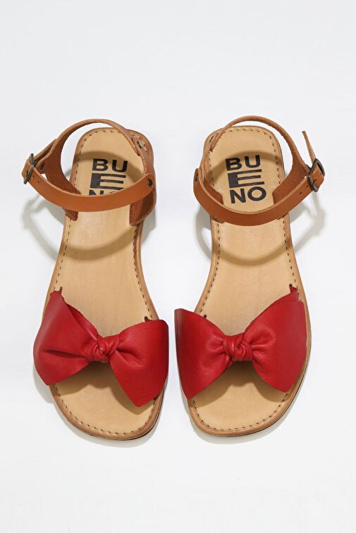 Bueno Shoes Kırmızı Taba Deri Kadın Sandalet 01wu3424 - Görsel 2