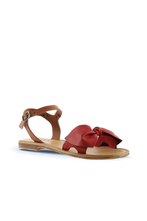 Bueno Shoes Kırmızı Taba Deri Kadın Sandalet 01wu3424 - Görsel 4
