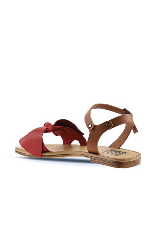 Bueno Shoes Kırmızı Taba Deri Kadın Sandalet 01wu3424 - Görsel 6